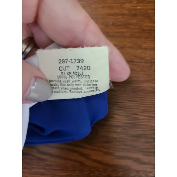 Vintage 70s JC Penney Fashions Royal Blue White Blouse size 14 Rockabilly Top - Picture 7 of 7